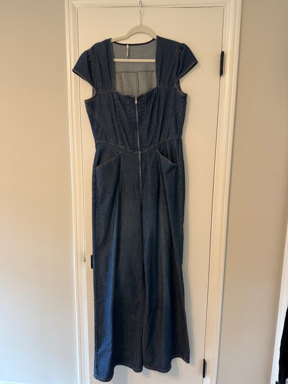Avec Les Filles Dark Blue Denim Jumpsuit Romper